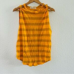 Free People Yellow Striped The Twsit Tank Top Size Medium